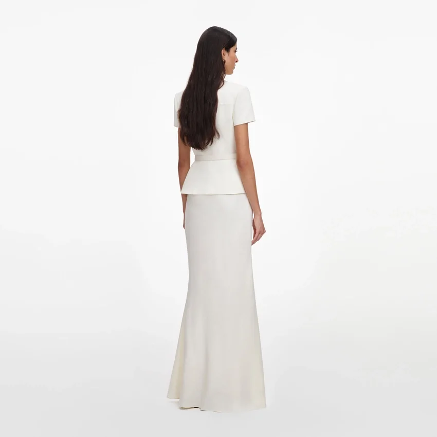 Cream Linen Blend Peplum Maxi Dress Cream Linen Blend Peplum Maxi Dress