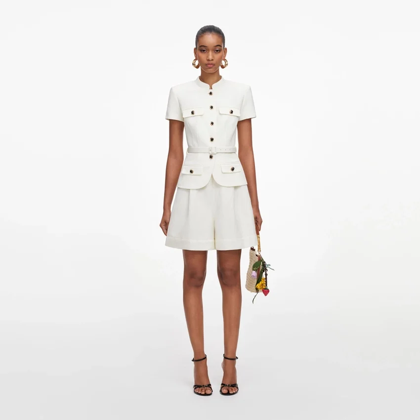 Cream Linen Blend Peplum Playsuit Cream Linen Blend Peplum Playsuit