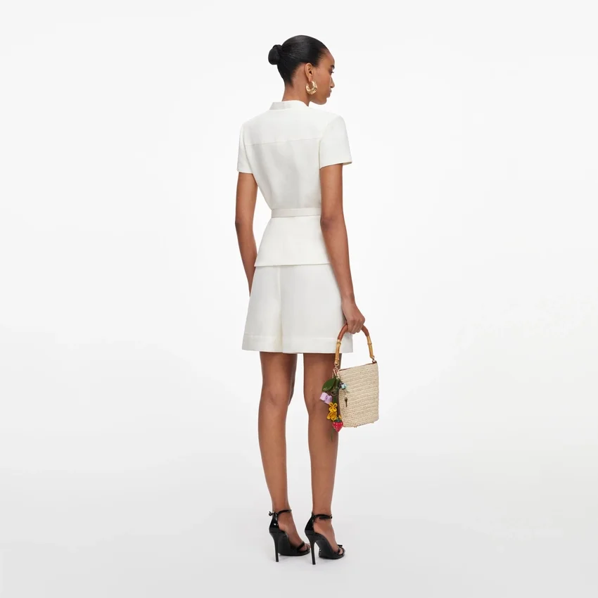 Cream Linen Blend Peplum Playsuit Cream Linen Blend Peplum Playsuit