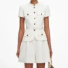 Cream Linen Blend Peplum Playsuit Cream Linen Blend Peplum Playsuit