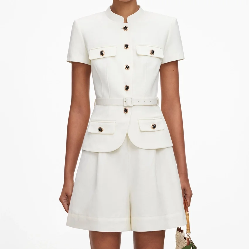 Cream Linen Blend Peplum Playsuit Cream Linen Blend Peplum Playsuit