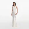 Cream Linen Blend Satin Maxi Dress Cream Linen Blend Satin Maxi Dress