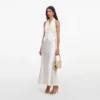Cream Linen Blend Satin Midi Dress Cream Linen Blend Satin Midi Dress