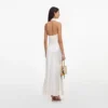 Cream Linen Blend Satin Midi Dress Cream Linen Blend Satin Midi Dress