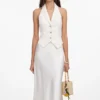 Cream Linen Blend Satin Midi Dress Cream Linen Blend Satin Midi Dress