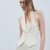 Cream Linen Blend Waistcoat Cream Linen Blend Waistcoat