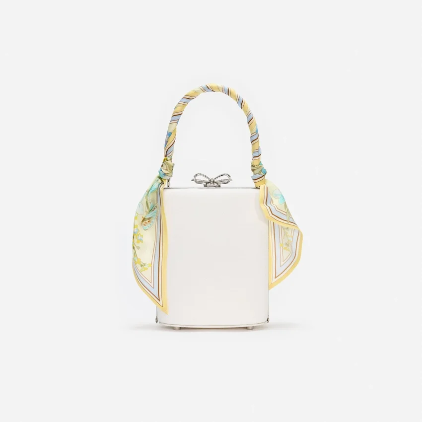 Cream Linen Yellow Floral Mini Bow Bag Cream Linen Yellow Floral Mini Bow Bag