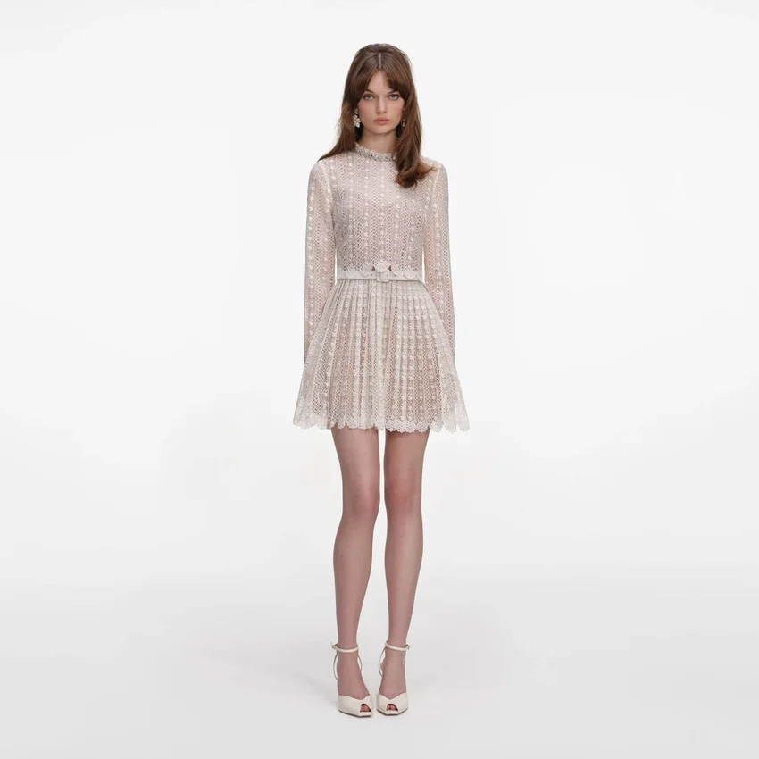 Cream Organza Lace Mini Dress Cream Organza Lace Mini Dress