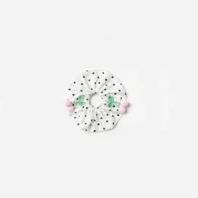 Cream Polka Dot Cherry Scrunchie