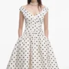 Cream Polka Dot Cotton Midi Dress Cream Polka Dot Cotton Midi Dress