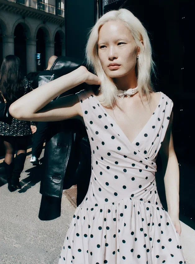 Cream Polka Dot Cotton Midi Dress Cream Polka Dot Cotton Midi Dress