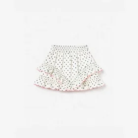 Cream Polka Dot Frill Skirt