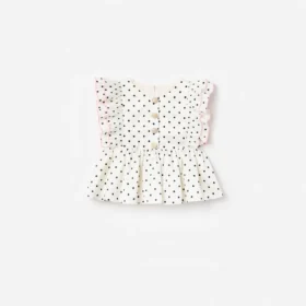 Cream Polka Dot Frill Top