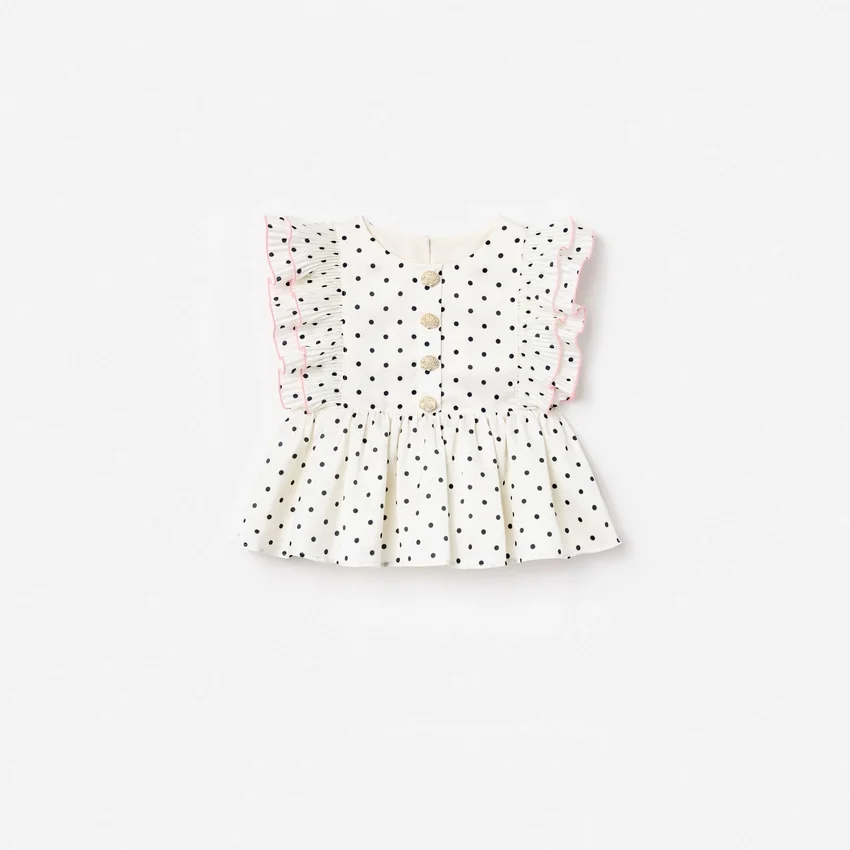 Cream Polka Dot Frill Top Cream Polka Dot Frill Top