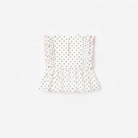 Cream Polka Dot Frill Top