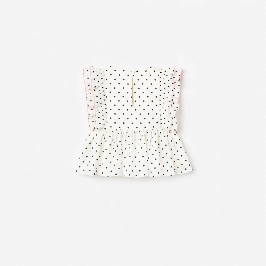Cream Polka Dot Frill Top Cream Polka Dot Frill Top