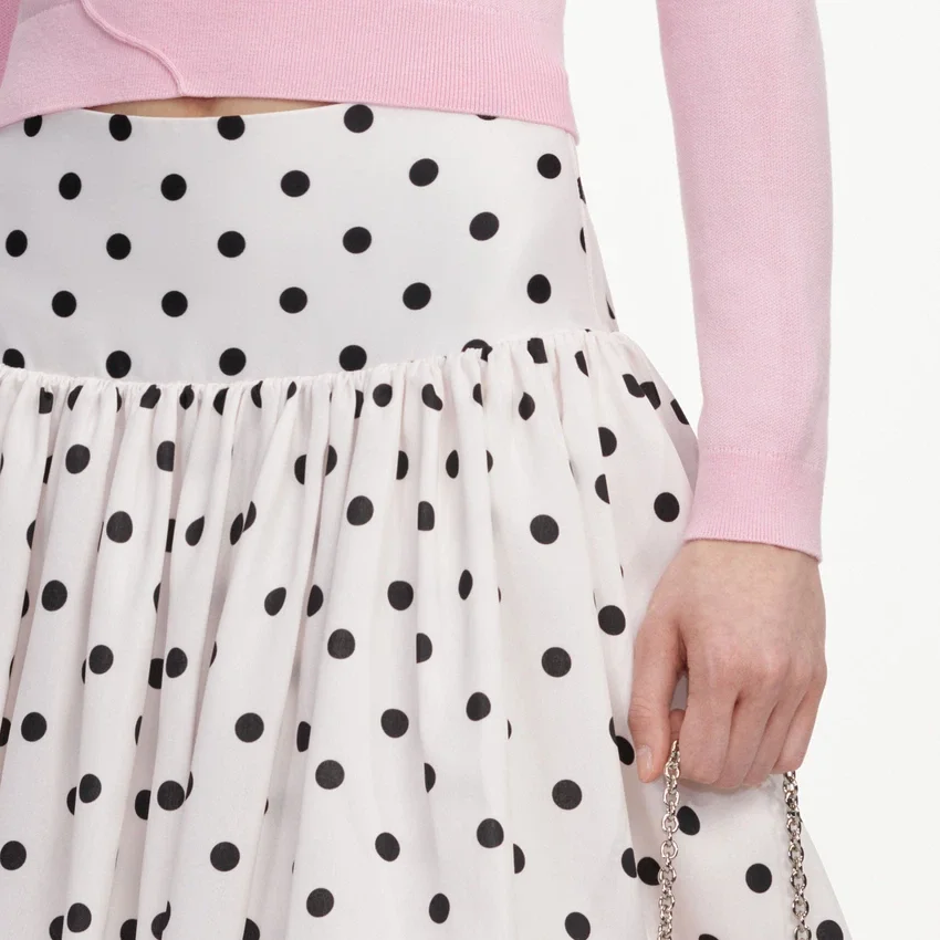 Cream Polka Dot Taffeta Midi Skirt Cream Polka Dot Taffeta Midi Skirt