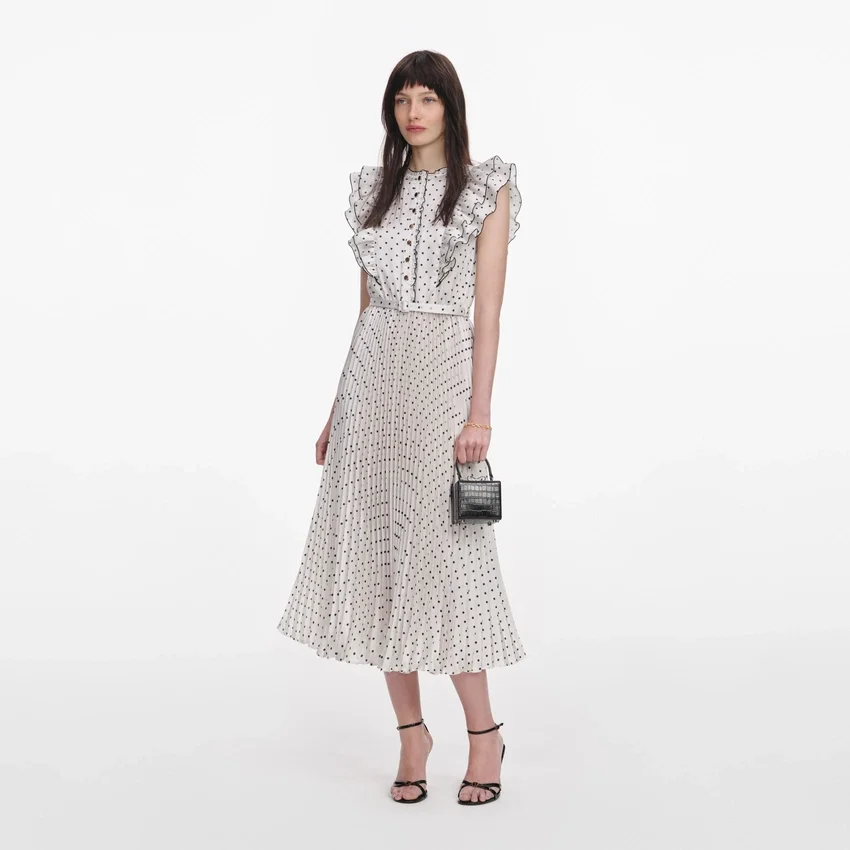 Cream Ramie Polka Dot Midi Dress Cream Ramie Polka Dot Midi Dress