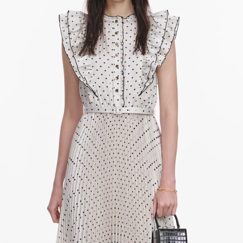Cream Ramie Polka Dot Midi Dress Cream Ramie Polka Dot Midi Dress