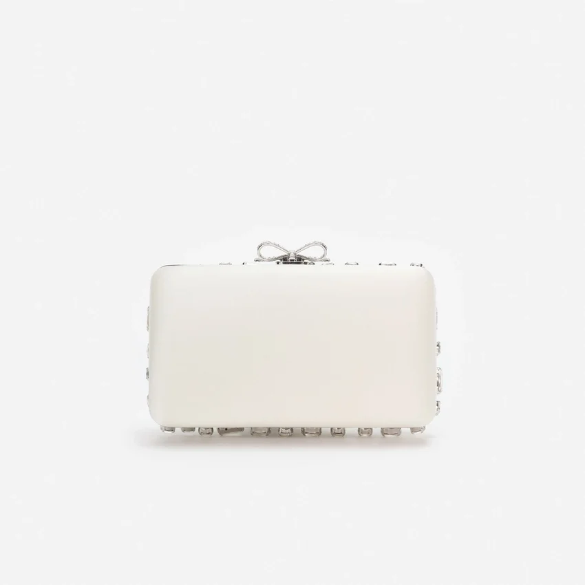 Cream Satin Crystal Clutch Bag Cream Satin Crystal Clutch Bag
