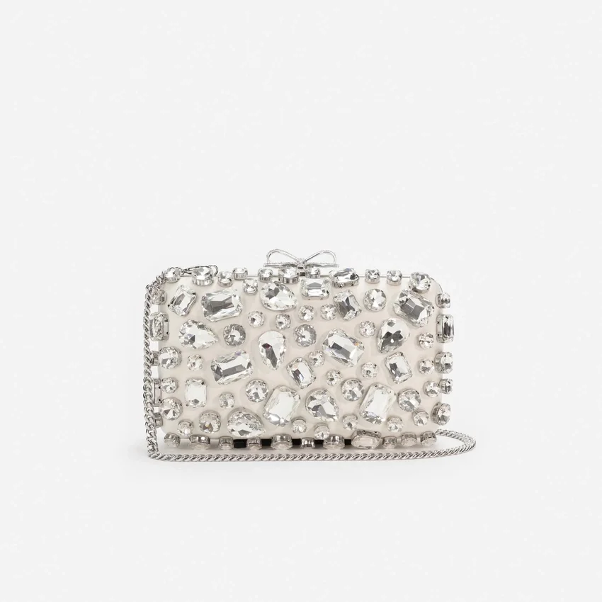 Cream Satin Crystal Clutch Bag Cream Satin Crystal Clutch Bag