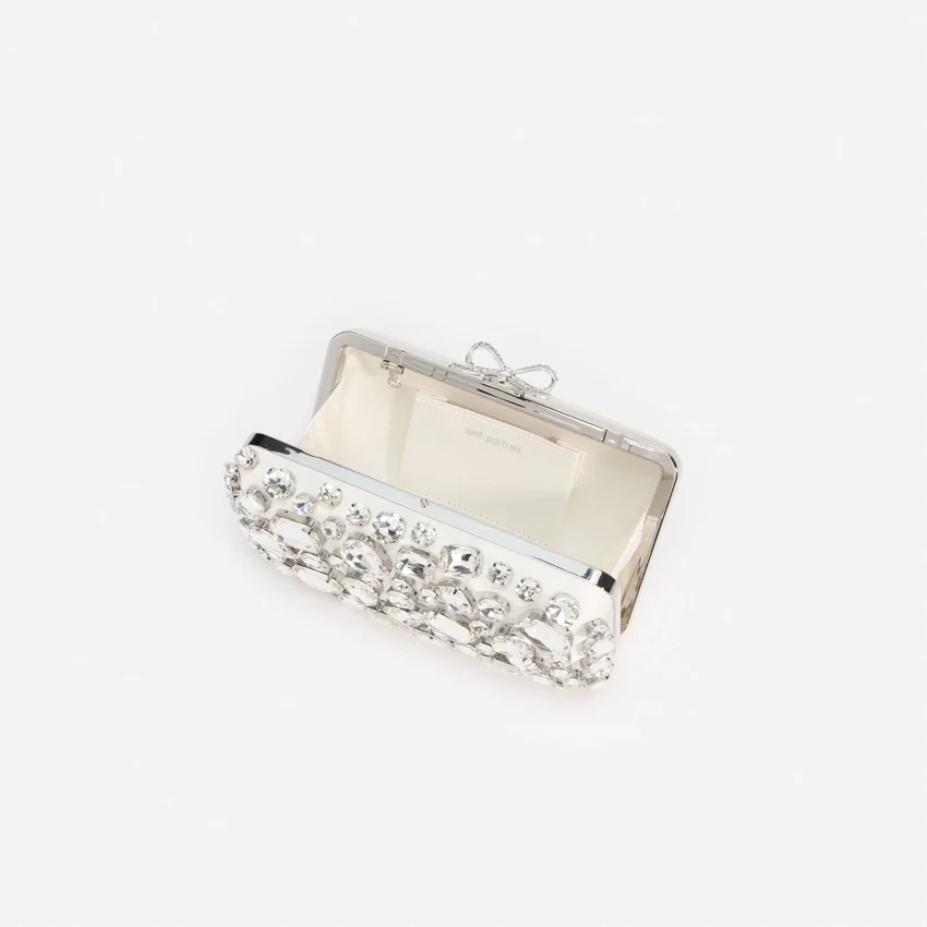 Cream Satin Crystal Clutch Bag Cream Satin Crystal Clutch Bag