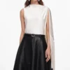 Cream Satin Fringed Scarf Top Cream Satin Fringed Scarf Top