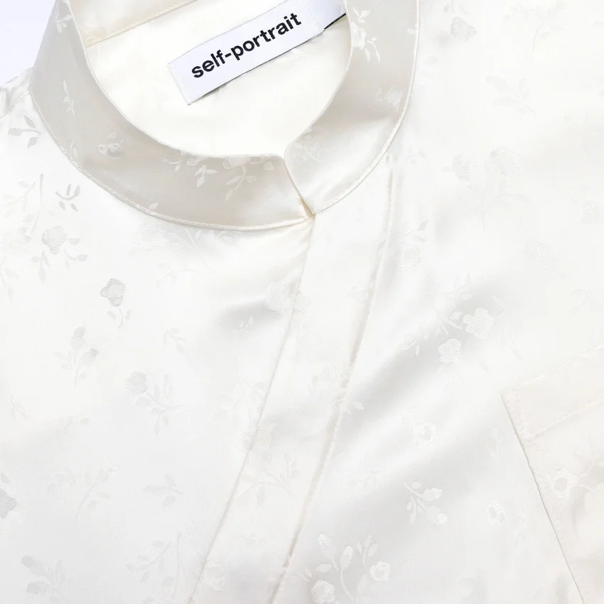 Cream Satin Jacquard Blouse Cream Satin Jacquard Blouse