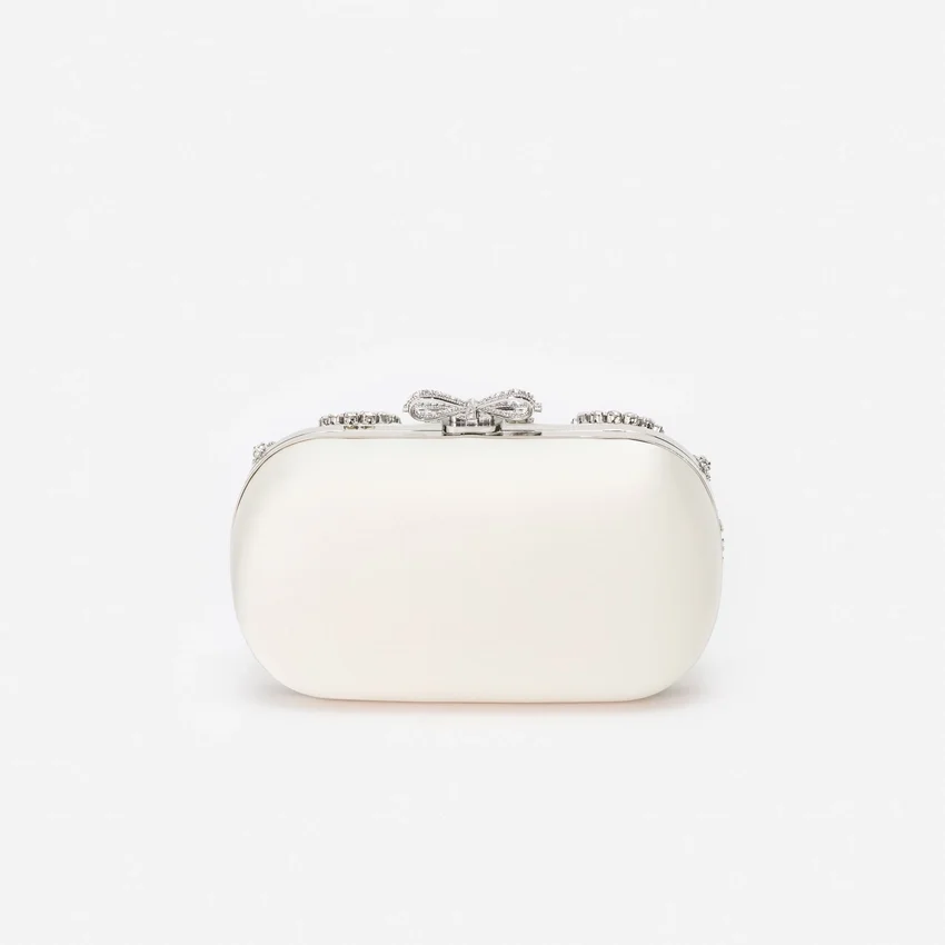 Cream Satin Multi Crystal Clutch Bag Cream Satin Multi Crystal Clutch Bag