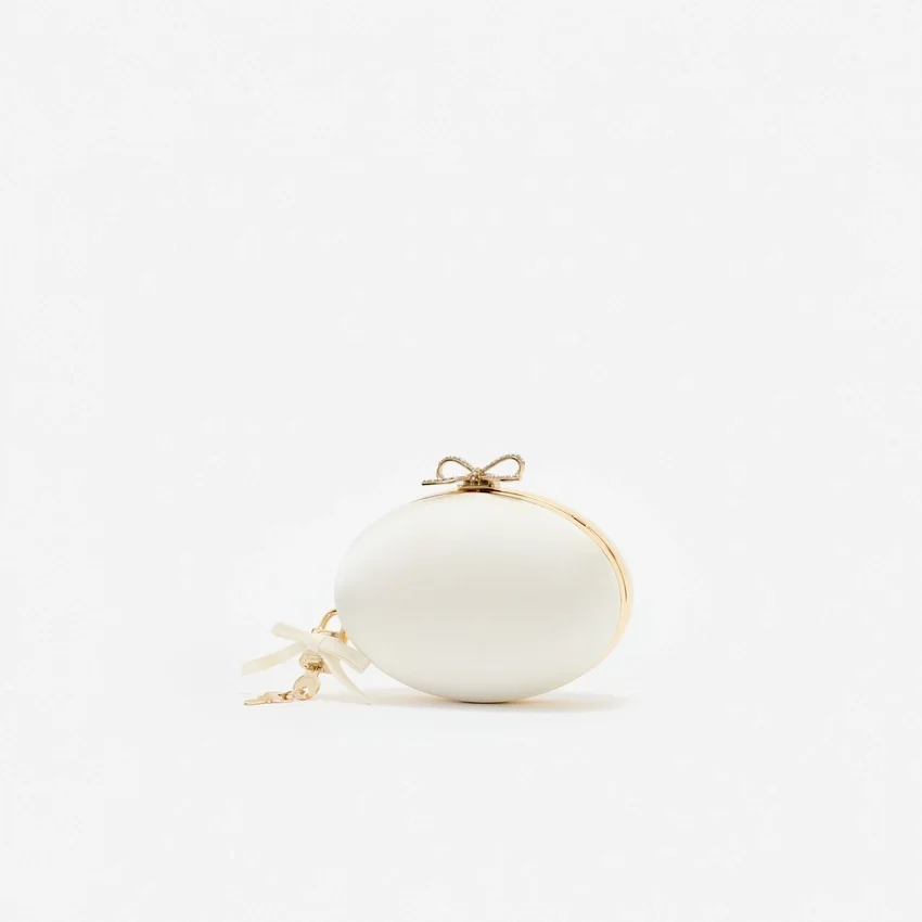 Cream Satin Oval Clutch Cream Satin Oval Clutch