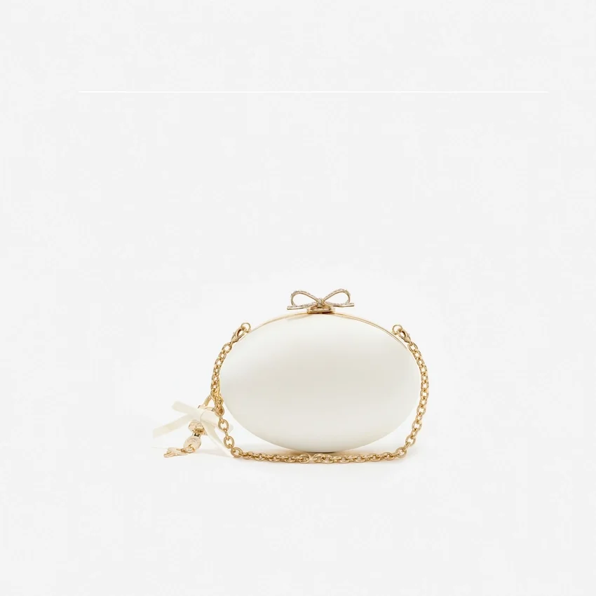 Cream Satin Oval Clutch Cream Satin Oval Clutch