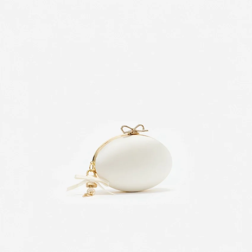 Cream Satin Oval Clutch Cream Satin Oval Clutch
