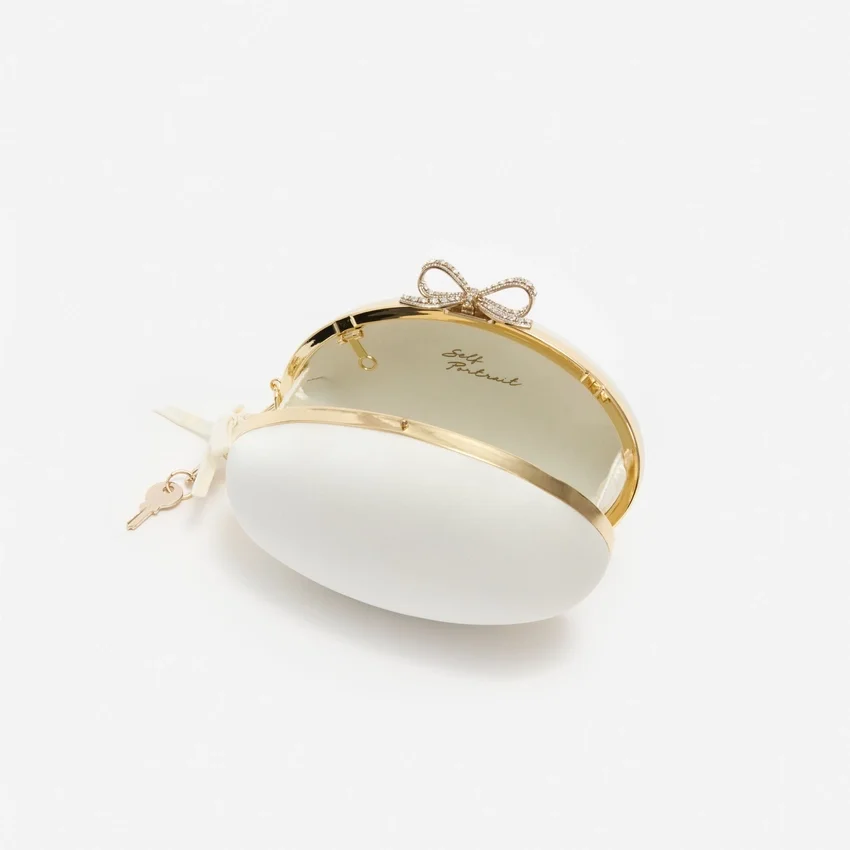 Cream Satin Oval Clutch Cream Satin Oval Clutch