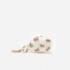 Cream Satin Pink Floral Beaded Oval Clutch Cream Satin Pink Floral Beaded Oval Clutch