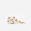 Cream Satin Pink Floral Beaded Oval Clutch Cream Satin Pink Floral Beaded Oval Clutch