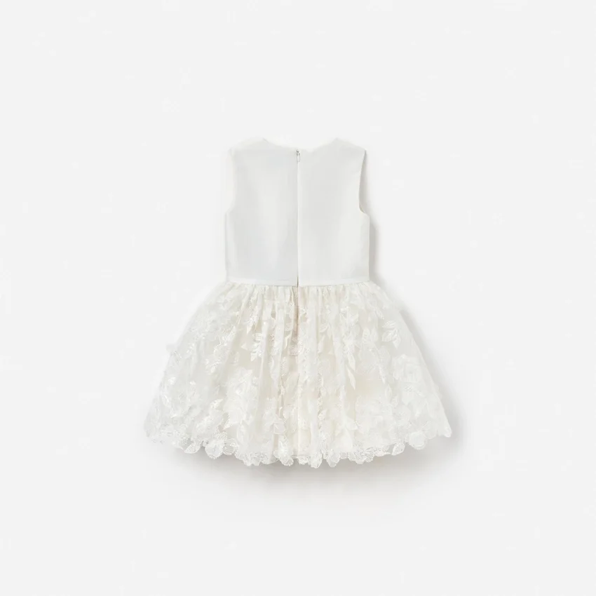 Cream Satin Tulle Flower Dress Cream Satin Tulle Flower Dress