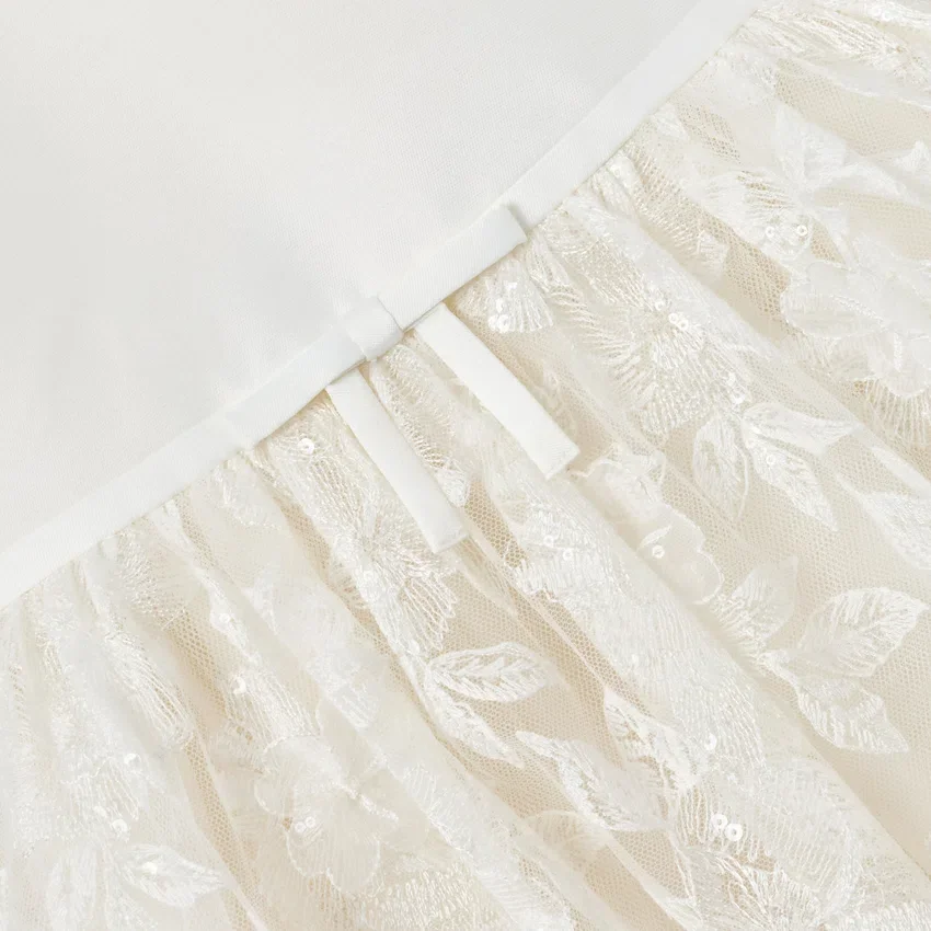 Cream Satin Tulle Flower Dress Cream Satin Tulle Flower Dress