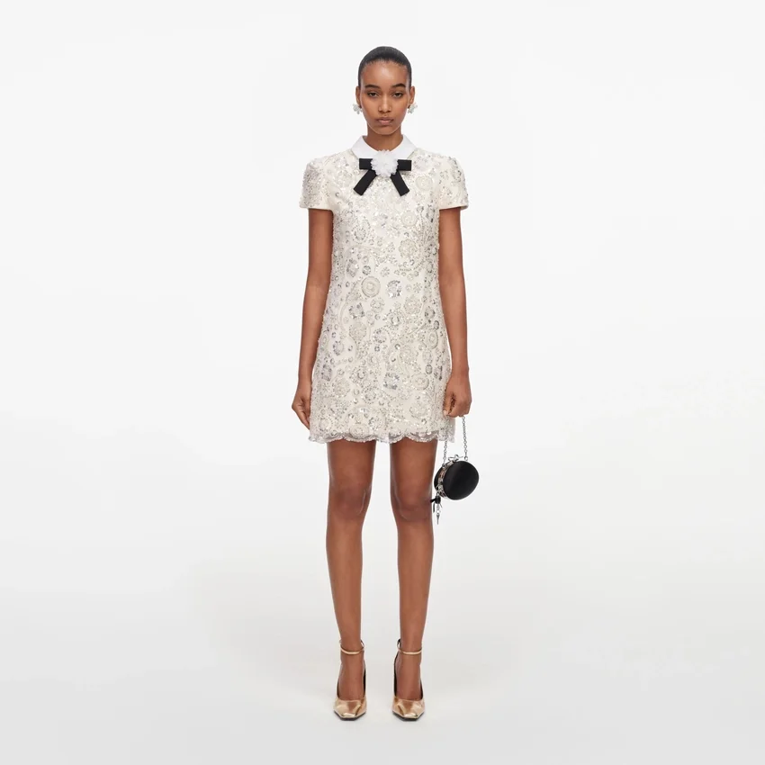 Cream Sequin Embellished Mini Dress Cream Sequin Embellished Mini Dress