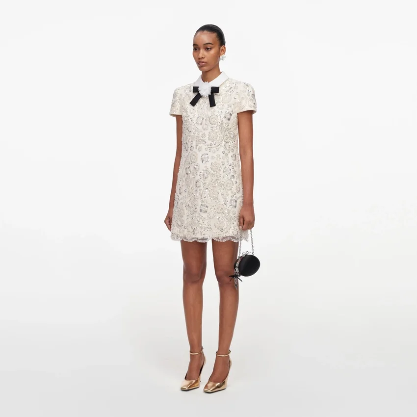 Cream Sequin Embellished Mini Dress Cream Sequin Embellished Mini Dress