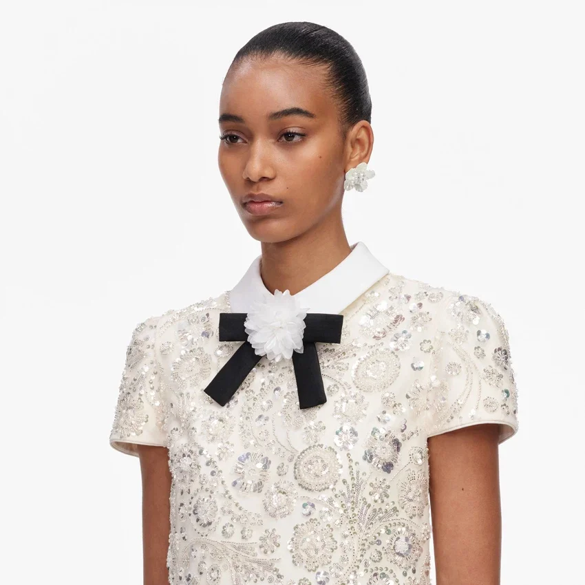 Cream Sequin Embellished Mini Dress Cream Sequin Embellished Mini Dress