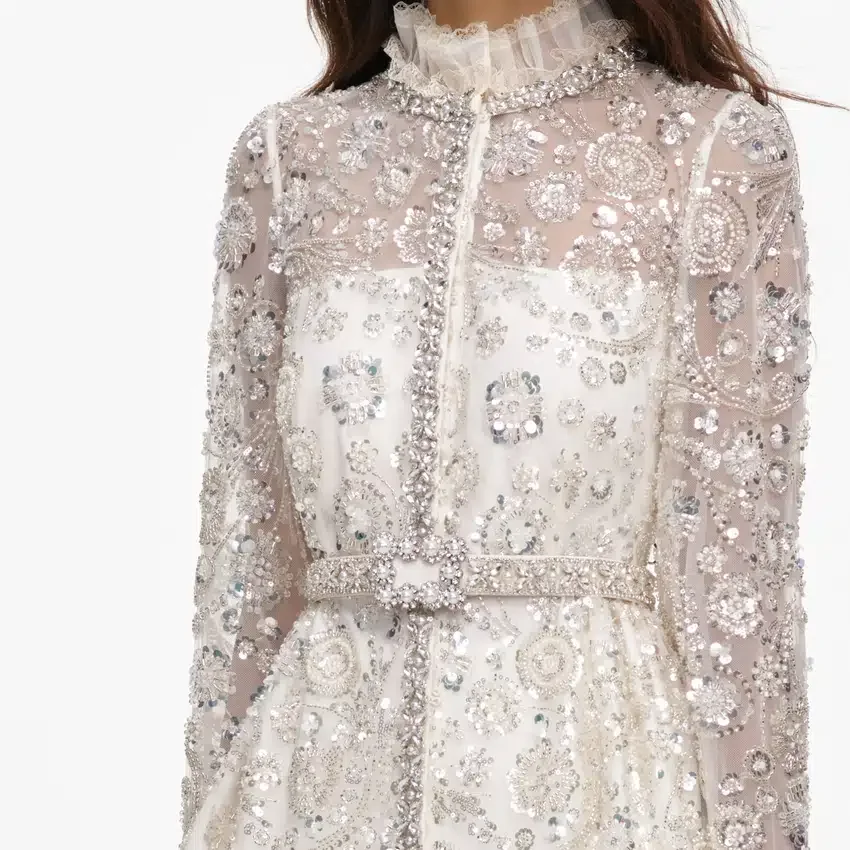 Cream Sequin Embellished Satin Maxi Dress Cream Sequin Embellished Satin Maxi Dress