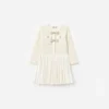 Cream Sequin Knit Bow Trim Dress Cream Sequin Knit Bow Trim Dress