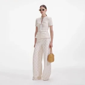 Cream Sequin Knit Top