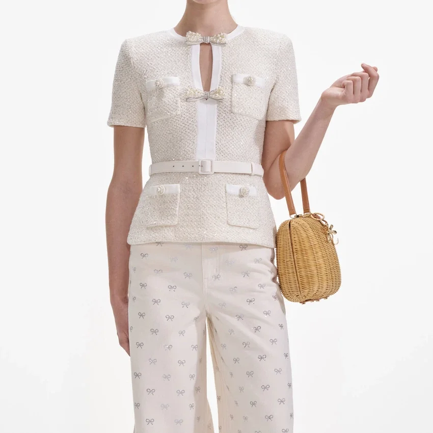 Cream Sequin Knit Top Cream Sequin Knit Top