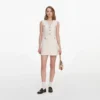 Cream Sleeveless Boucle Mini Dress Cream Sleeveless Boucle Mini Dress