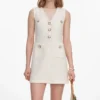 Cream Sleeveless Boucle Mini Dress Cream Sleeveless Boucle Mini Dress