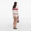 Cream Stripe Viscose Knit Button Top Cream Stripe Viscose Knit Button Top