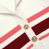 Cream Stripe Viscose Knit Button Top Cream Stripe Viscose Knit Button Top