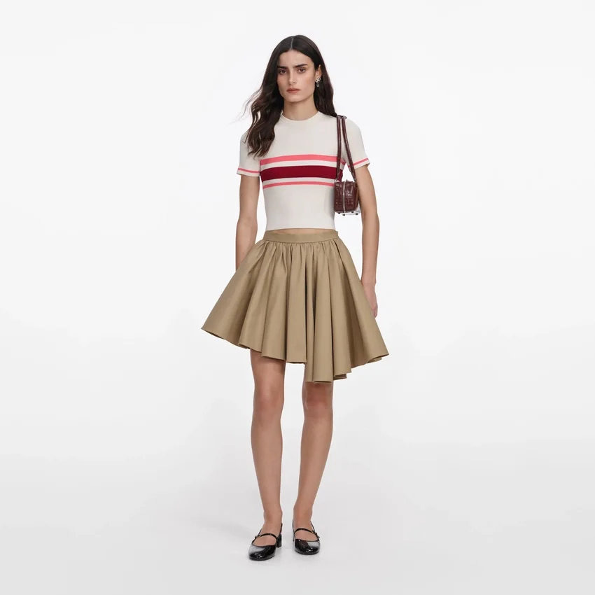 Cream Stripe Viscose Knit Top Cream Stripe Viscose Knit Top