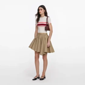 Cream Stripe Viscose Knit Top